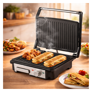 شواية كهربائية سلفر كلاس - تصميم عملي للسندويشات واللحوم والدجاج - تسخين سريع وأداء قوي - سلفر