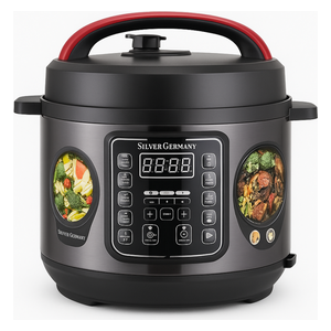  Silver Germany Pressure cooker 6L - Black 
