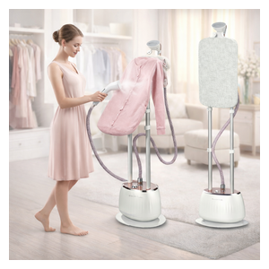 مكواة بخار الملابس سلفر كلاس - تصميم 2 في 1 مكواة بخار مع لوح مدمج - ارتفاع قابل للتعديل لمزيد من الراحة - أبيض 