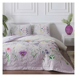  تاج طقم لحاف فردي 180×230 سم - 3 قطع - وردي 