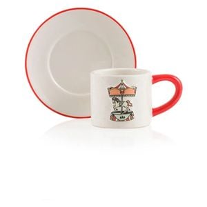  LC Waikiki Printed Two Person Ceramic Coffee Cup Set - 4 Piece - Red 