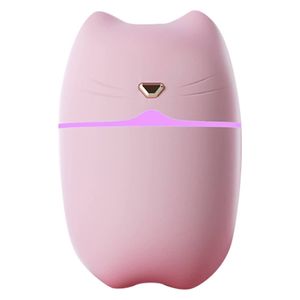  Portable Air Humidifier - 260ml - USB Powered - Colorful Night Light - Water Shortage Protection - Leak Proof Design - Pink 