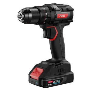  Deli Tools DE-DZ20-1D2 - Cordless Impact Drill, 2.0Ah Battery, Two-Speed, 20V - Black 