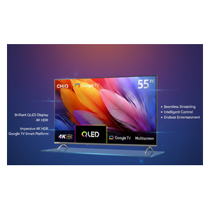 شاشة شيك - بحجم 55 انج - بدقة 4K HDR - هيرتز 120 - كوكل تي في - اسود