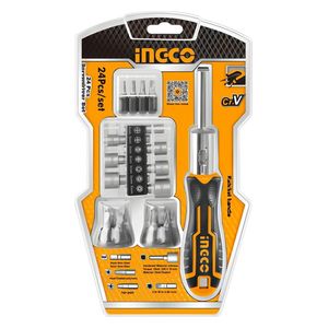  Ingco HKSDB0248 - Ratcheting Screwdriver Set - 24 Pcs - Light Orange 