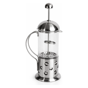  مكبس شاي وقهوة يدوي من الستانلس ستيل مع زجاج مقاوم للحرارة من هاوسبيرغ - ERT MN 128 - فلتر شبكي ناعم - سلفر 