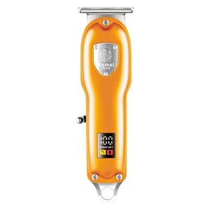  Kemei Professional USB Rechargeable Shaver - 600mAh , Self-Sharpening Blades, Up to 120 Minutes Runtime with LED Display - Orange 