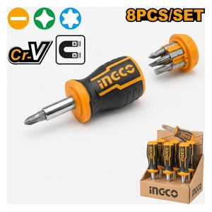  Ingco AKISDS0708 - Reversible Screwdriver Set 8-in-1 - 25mm - Orange 