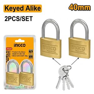  Ingco Brass Padlock Set - 40mm - 2 Pcs - Gold 