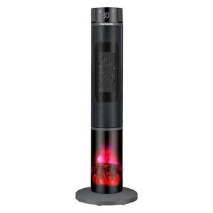  مدفأة رقمية مع مروحة وتأثير شعلة من هاوسبيرغ - HB 8228NG - بقوة 2000 واط - تحكم عن بعد – شاشة ايل اي دي - موقت 12 ساعة – دوران تلقائي 70 درجة - اسود 