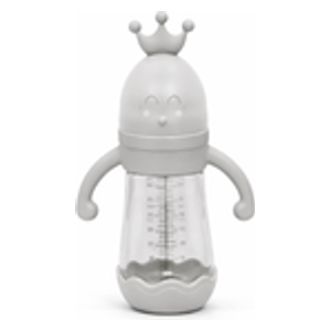  بيبي ميلا رضّاعة زجاجية بتصميم التاج - 240 مل - BB-149 - رمادي 