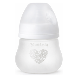  بيبي ميلا إليغانس لوف رضاعة زجاجية مطلية - 120 مل - BM-3024 - ابيض 