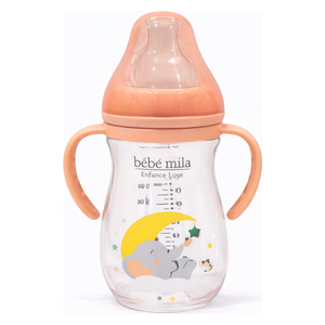  Bebe Mila Glass Baby Bottle - 260 ml - Pink 