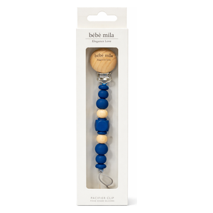 Bebe Mila Silicone & Wooden Bead Pacifier Chain - Blue 