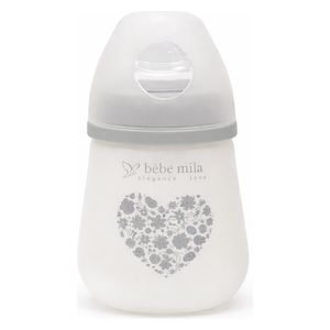  Bebe Mila Glass Baby Bottle - 180 ml - Gray 