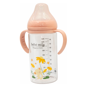  Bebe Mila Glass Baby Bottle - 260 ml - Pink 