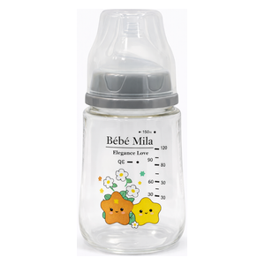  Bebe Mila Glass Baby Bottle - 120 ml - Gray 