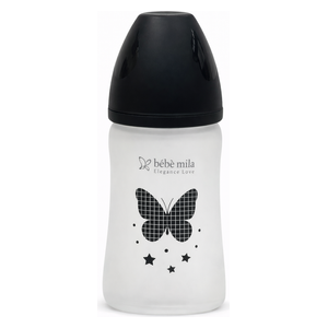  Bebe Mila Glass Baby Bottle - 210 ml - Black 