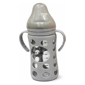  Bebe Mila Glass Baby Bottle - 260 ml - Gray 