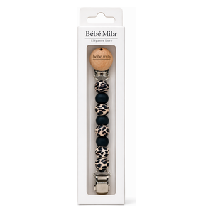  Bebe Mila Silicone & Wooden Bead Pacifier Chain - Black 