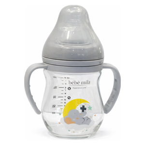  Bebe Mila Glass Baby Bottle - 160 ml - Gray 