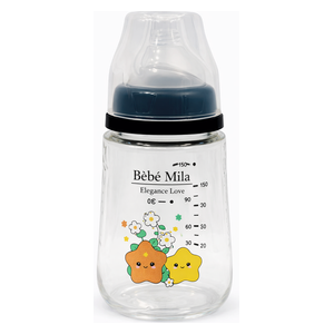 Bebe Mila Glass Baby Bottle - 120 ml - Black 