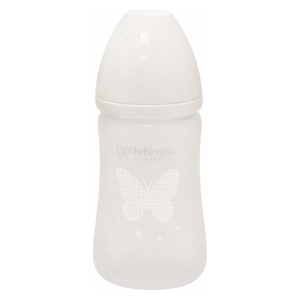  Bebe Mila Glass Baby Bottle - 210 ml - White 