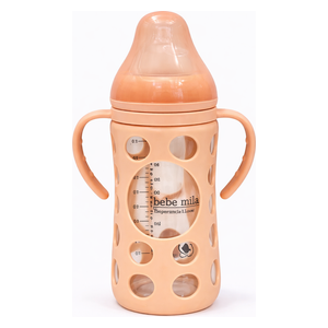  Bebe Mila Glass Baby Bottle - 260 ml - Pink 