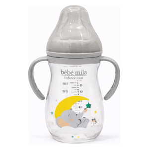  Bebe Mila Glass Baby Bottle - 260 ml - Gray 