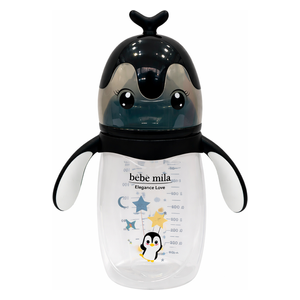  Bebe Mila Plastic Baby Bottle - 210 ml - Black 