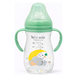  Bebe Mila Glass Baby Bottle - 260 ml - Green 
