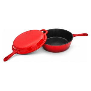 HAUSBERG HB-H752RS - 2-in-1 Cast Iron Pot and Pan - 41,5 x 26 cm - Red 