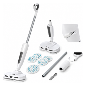  HAUSBERG HB-2882AB -  Cordless Electric Mop with Rotating Head - Runtime of Up to 40 Minutes - White 