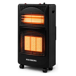  Hausberg HB-1020NG - Hybrid Gas & Electric Quartz Radiant Heater - 4.2 kW - Black 