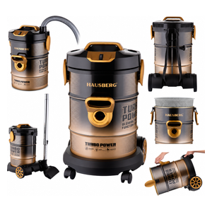  HAUSBERG HB-2835AU - Drum Vacuum Cleaner - 2000-2400W - 21L - Black Gold 