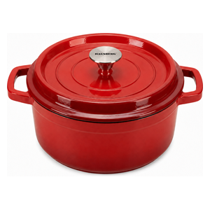  HAUSBERG Iron Cast 2 HB-H744RS - Enameled Cast Iron Casserole Pot - 4L - 24cm - Red 