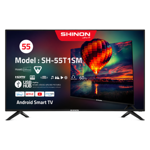  Shinon 55T1SM Series - 55 Inch - 4K - Smart - 60 Hz - Android - Frameless - Black 