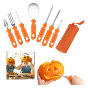  Rorchio X0017Y0E6B - Professional Pumpkin Carving Kit - Model D 7 Pieces Stainless Steel - Orange 
