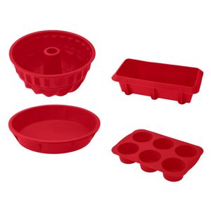  Silver Crest 160625 - Silicone Baking and Dessert Mold Set - Silicone - Red 