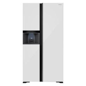  ثلاجة بابين متجاورين هيتاشي - انفيرتر - 22 قدم - زجاج أبيض مطفي - R-SX700GPUQ0 - أبيض مطفي 