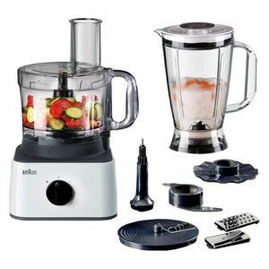  Braun FP0132WH - Food Processor - 750 Watts - 2.1 Liter Bowl Capacity - 1.8 Liter Blender Capacity - White 