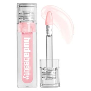  Huda Beauty Faux Filler Jelly Lip Oil - Ultra-Hydrating Plumping Gloss, Pink Lady 