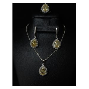  Italian Silver Set with Yellow Zircon - 925k - 16.9g - Silver 