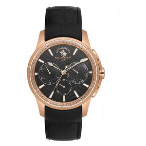  Polo Santa Barbara Watch SB-1-10652-8 For Men - Analog Display, Leather Band - Black 