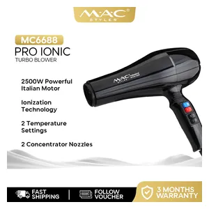  MAC Styler MC6688 - Professional Ionic Turbo Hair Dryer - 2500W - Black 