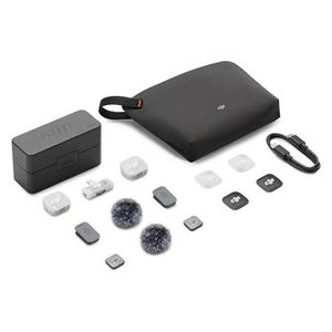  مايكروفون لاسلكي دي جي اي  - تسجيل عائم 32 بت وعزل بالذكاء الاصطناعي وبطارية 40 ساعة - DJI-MIC-MINI-2S-2TX-1RX - أسود 