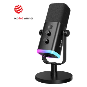  مايكروفون ألعاب وبث ديناميكي فيفيني امبليكيم  - منفذ مزدوج USB و XLR - إضاءة RGB وزر كتم لمسي - AM8 - أسود 
