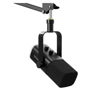  طقم مايكروفون ألعاب وبث ديناميكي فيفيني  - ذراع تعليق مرن - منفذ مزدوج USB-C و XLR - إضاءة RGB - AM8T - أسود 