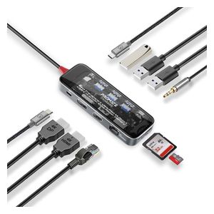  موزع منافذ يو اس بي سي متعدد الوظائف من بروميت - TransHub Pro - بقوة 100 واط - بسعة 2 تيرابايت - اسود 