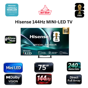  Hisense 75-Inch 75U7N Series - Smart - 4K - Mini-LED - 144Hz 
